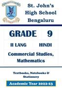 STJ AY 22 - Std 9 II Lang Hindi, Commercial Studies, Maths - Textbooks  Notebooks And Stationery