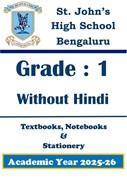 STJ AY 25 - Std 1 Without Hindi Textbooks Notebooks and Stationery