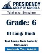 PSBN AY 24 - Std 6 CBSE III Language Hindi - Textbook, Notebook and Stationery