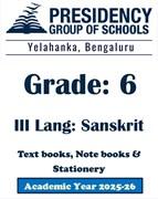 PSBN AY25 Std 6 CBSE III Language Sanskrit Textbook, Notebook and Stationery