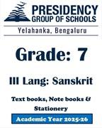 PSBN AY25 Std 7 CBSE III Language Sanskrit Textbook, Notebook and Stationery